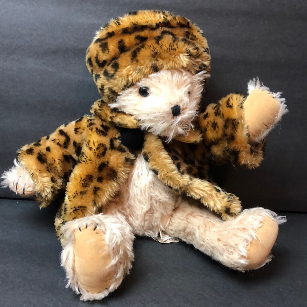Bestever Collectiable Jointed Teddy Bear Fashion Bear Animal Print coat and hat